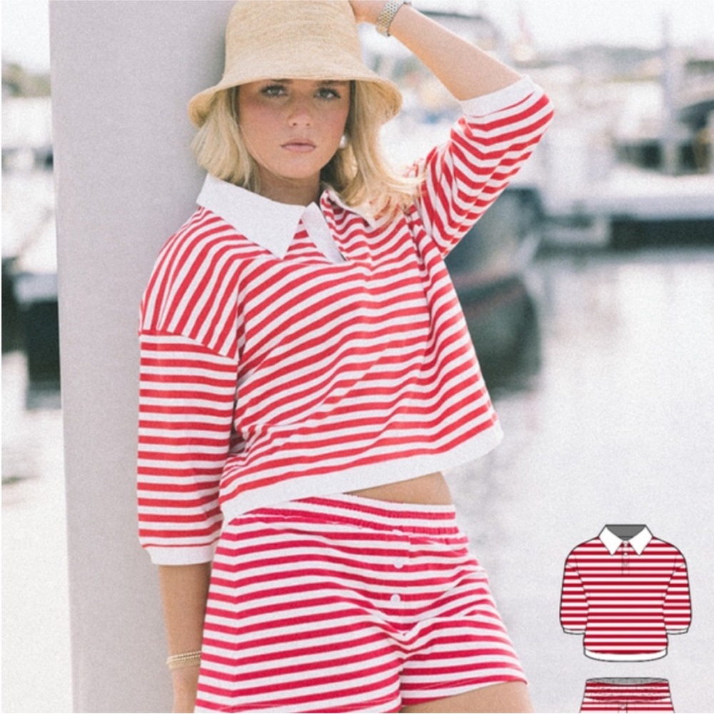 Fancy Red and White Striped Lounge Set